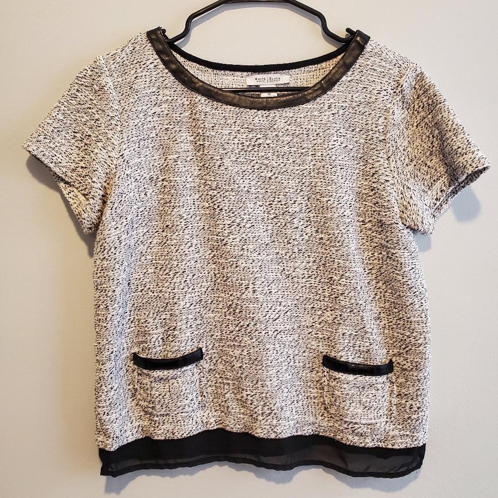 WHBM Textured Top with Leather Detail